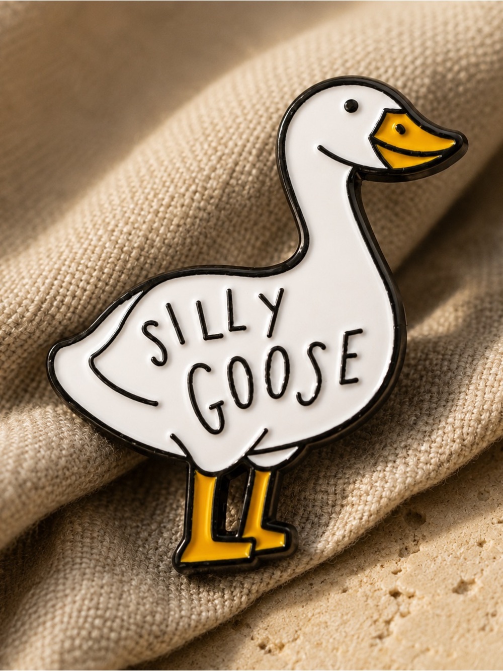 Silly Goose White Duck Enamel Brooch Pin